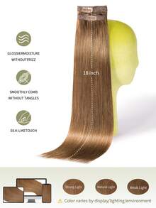 DNE HAIR 7件組夾式真人髮接片 120G 6#淺棕色 雙層髮束隱形夾片 Remy髮接片 無縫柔軟厚髮尾 防脫落可重複使用 適合細髮女性女孩 沙龍日常婚禮派對造型 - S6 - 查看 8