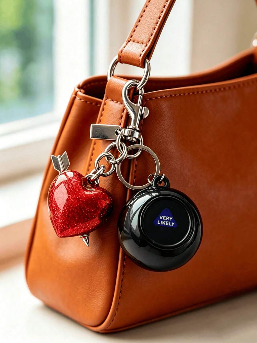1個可攜式魔術組合愛心吊飾鑰匙圈,DIY可自定義組裝鑰匙圈,放鬆決策器,耐用塑膠製品,創意趣味情人節禮物,特別回歸黑色魔術預言球鑰匙圈,魔術道具,聖誕鑰匙圈,汽車配件,包包配件 - 彩色 - 查看 1