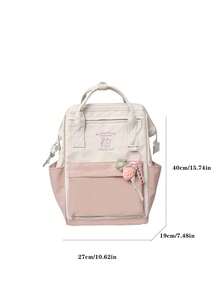 Dedoo Mochila para mujer, mochila de mano de dos tonos, tela de nailon impermeable, gran capacidad de almacenamiento ligero, escuela regreso a la escuela uso diario todas las estaciones - Rosa - Ver 2