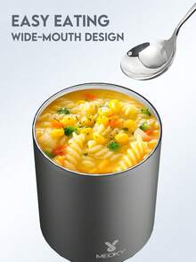 Powcan 32 盎司不鏽鋼真空隔熱保溫食品罐 | 適用於熱食和冷食的保溫瓶，成人寬口防漏湯保溫瓶，10 小時保溫和 16 小時保冷，防漏食品罐，適用於學校辦公室旅行、廚房、聖誕禮物 - 黑色 - 查看 7