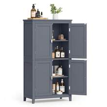 Bathroom Cabinet, Bathroom Cupboard, Kitchen Cabinet, With 4 Doors, Adjustable Shelves, 30 X 60 X 110 Cm, White MBBC552P31 - 米色 - 查看 9