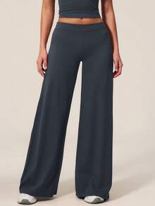 TimeOff Women's 1pc Solid Color Draped Wide Leg Pants - Grey - View 6
