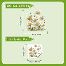 1pc Fresh Daisy & Bee Static Window Cling, Glue-Free Translucent Glass Door & Window Decorative Floral Static Sticker - Multicolor - View 1