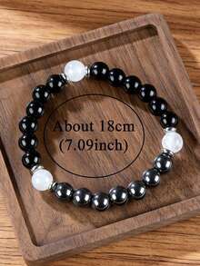 Pulsera de Protección de Turmalina & Hematita para Hombres - Equilibrio Emocional, Estilo Bohemio Vintage, Energía Curativa, Yoga, Meditación, Bendiciones, Joyería, Regalos - Multicolor - Ver 4