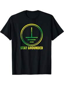 a Tierra - Diseño de Circuito en Verde Neón Llamativo - Camiseta de Trabajo Resistente al Desgaste - Camiseta Negra Lavable a Máquina (para Electricistas e Ingenieros) - Tallas para Adultos - Negro - Ver 1