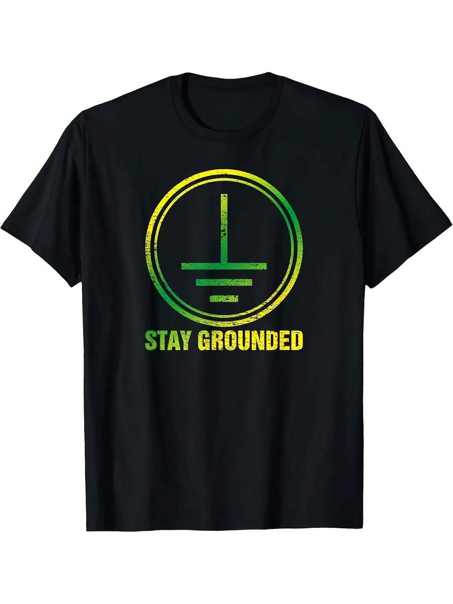 a Tierra - Diseño de Circuito en Verde Neón Llamativo - Camiseta de Trabajo Resistente al Desgaste - Camiseta Negra Lavable a Máquina (para Electricistas e Ingenieros) - Tallas para Adultos - Negro - Ver 1