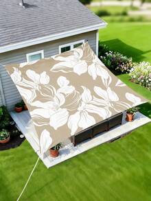 1pc Plant Leaf Floral Print Design Sunshade Awning, Outdoor Shade Cloth And Canopy, 2D Flat Printed Tent, Washable, Suitable For Garden, Camping, Beach, Yard, Poolside And More, Poles Not Included - Multicolor - View 52