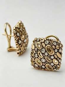 ZHIXUN 1 Pair Vintage Zirconia Geometric Earrings, Bohemian Style Court Vintage Jewelry, Suitable For Daily Casual, Party, Banquet, Vacation - Earring 2 - View 11