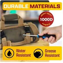 [Heavy Duty Tool Bag] 1pc Heavy Duty Waterproof Tool Organizer Bag With Portable Roll-Up Design, Multiple Compartments, Adjustable Shoulder Strap, Durable Green Fabric, Zipper Closure, Perfect For Organizing Hand Tools And Small Items, Electrician Tool Bag - Coffee Green - View 5