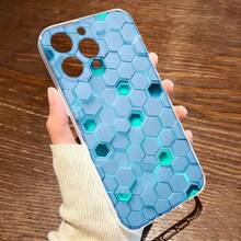 Fashionable, Tpu Phone Case, Hexagon Pattern, Compatible With Iphone 13 14 15 16 17 And Models - Clear - View 4
