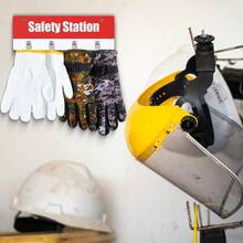 Glove Station Organizer Wall Mount Plastic Glove Holder With Clips Firefighter Baseball Cut Resistant Gloves - 1 + Red 4 Clips Style - View 2