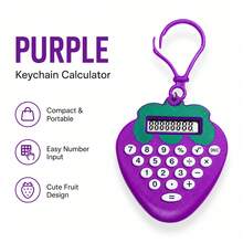 Cartoon Strawberry Pendant Mini Calculator, 5-Color Soft Cute Fruit Shape, Rounded Edgeless Body, Matching Color Hanging Ring, Compact And Portable, Clear Digital Small Screen, Girls' Backpack Charm, Desktop Ornament, Cute And Practical Portable Calculator Accessory - Single Piece - View 14