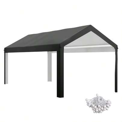 Outsunny 10 X 20ft Carport Roof, UV Resistant Canopy Replacement, Fits 84C-378V00 And 84C-206 Series, Dark Gray-XY105072