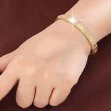 1pc Fashion Geometric Square Design Cubic Zirconia Inlaid Women's Bracelet - Multicolor - View 10