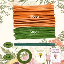 163Pcs DIY Pipe Cleaner Flower Kit Great Gift For Valentine's Day, Mother's Day & Graduation High Flexibility, Shape Stably Without Rebound All-Inclusive Craft Supplies, Ready To Craft 150 Two-Tone Chenille Stems + Floral Wires + Floral Tape - 163pcs - View 8
