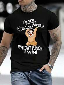 Men Casual Short Sleeve Tee 1 Pcs 100% Heavy Cotton - Comfortable Crew Neck, Soft Adorable Tees Tops - 黑色 - 查看 6