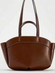 Bolso de mujer de gran capacidad, de moda, tipo tote, de hombro y de compras, Novedad 2024 Otoño - Marrón - Ver 1