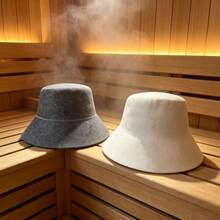 2 pièces/Set Chapeau de sauna en feutre, chapeau de banya respirant et isolant thermique, chapeau seau de SPA anti-transpiration, convient pour la salle de sauna, la salle de vapeur, les sources chaudes, unisexe - couleur unie - Voir 6