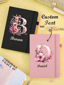 Personalized Laser Customized Vintage A5 Leather Bound Notebook, With Customized Soft Cover And Bookmark, Classic PU Leather Notebook, 1pc - Multicolor - View 4