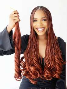 24 Inch Long French Curly Braided Hair Extensions, Synthetic Hair, Loose Wavy Spiral Curls, Ombre Color, Heat Resistant, Pre-Stretched, Halloween - Multicolor - View 6
