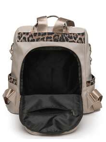 Fashionable Women's Large Capacity Anti-Theft Colorblock Backpack For Travel And Commuting, Campus And Street Style - Beige - View 5