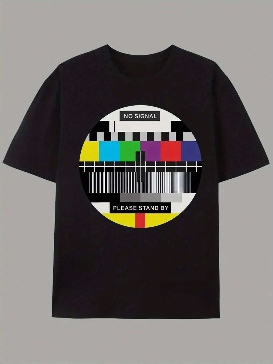Camiseta de Hombre con Estampado Gráfico del Significado Chino de la Amistad, Manga Corta, Cuello Redondo, Casual, Adecuada para Verano y Primavera, Ropa de Verano para Hombre para Actividad - Negro - Ver 1