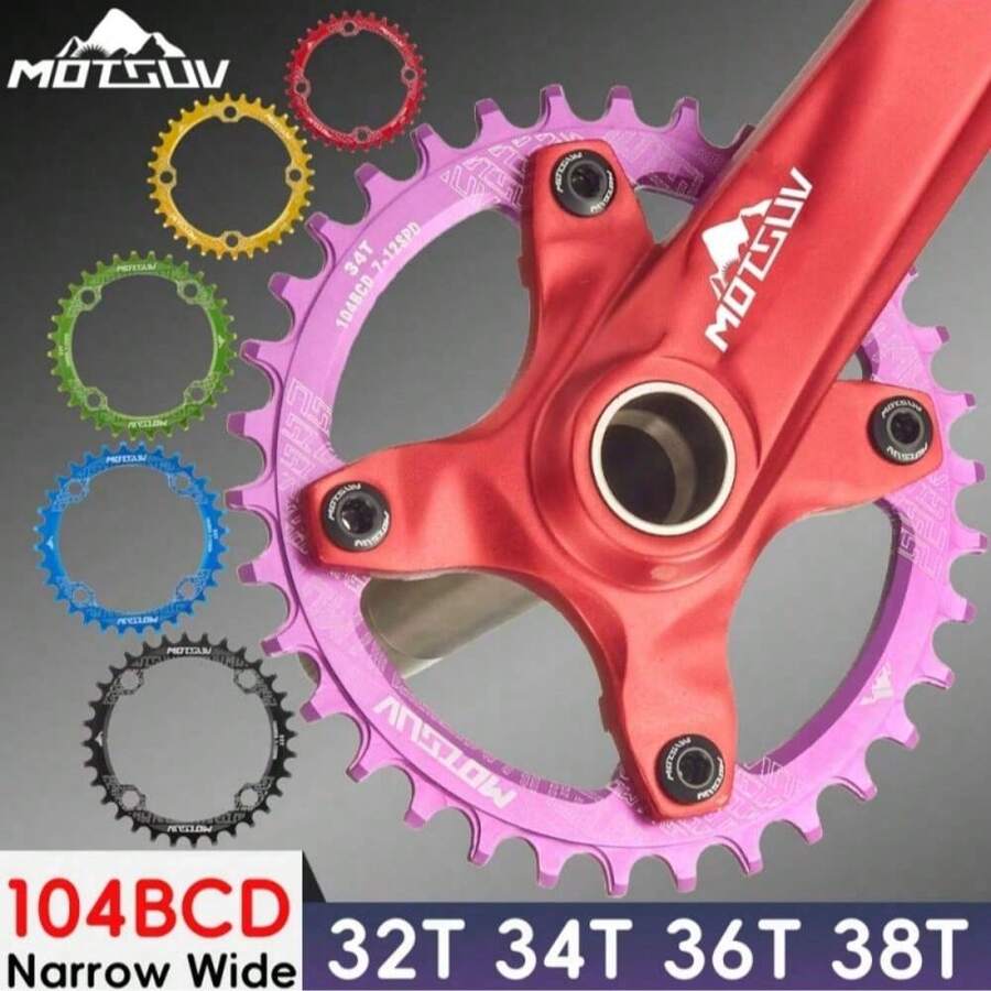 MOTSUV Mountain Bike 104BCD Chainring, Imported German Technology, Positive/Negative Teeth, 32T 34T 36T 38T - Multicolor - View 1