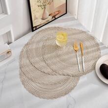 4pcs Round Woven Placemats, Minimalist Round Table Mats, Suitable For Dining Room - Multicolor - View 3