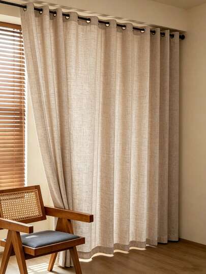 1pc Linen Modern Linen Gauze Curtain - Japanese Linen Style Grommet Home Decor Sheer Curtain, Rod Pocket Design, Suitable For Living Room And Bedroom - Transparent And Light Filtering Curtain, Living Room Curtain, Bedroom Curtain (Tie Backs Not Included)