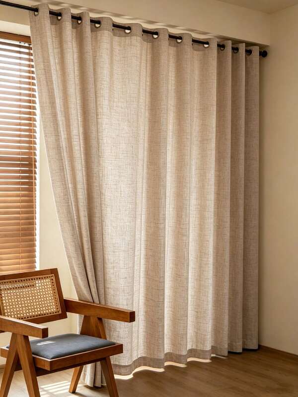 1 peça Cortina de Gaze de Linho Moderna - Estilo de Linho Japonês com Ilhós, Decoração para Casa, Cortina Transparente, Design com Passante para Varão, Adequada para Sala de Estar e Quarto - Cortina Transparente e Filtrante de Luz, Cortina para Sala de Estar, Cortina para Quarto (Presilhas Não Incluídas)