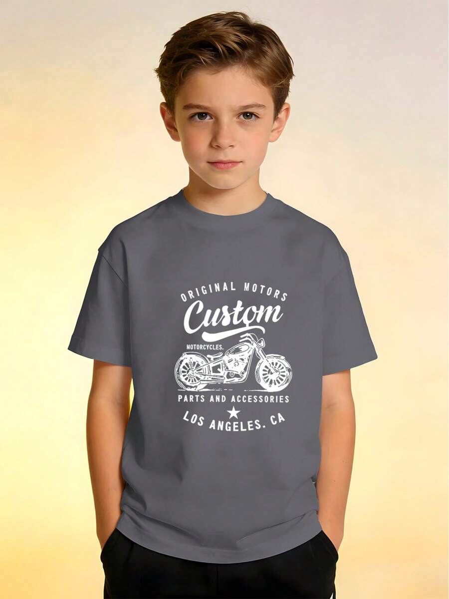 1 Piece Of Modern Children's Clothing For Boys, Suitable For Toddlers, Medium And Large Children, Comfortable And Unique Short-Sleeved T-Shirt. - 深灰色 - 查看 1