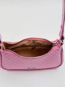 1pc Women's Solid Color PU Leather Shoulder Bag, Multifunctional Crossbody Commuter Bag With Adjustable Strap - Pink - View 5