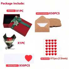 50 Blank Note Cards And Envelopes Mini Envelopes With Blank Cards Rectangular Gift Box And Artificial Flowers Write-On-It Message Paper Tiny Christmas Card Bulk Couple Gifts Little Love Notes For Him Her Christmas Gifts For Boyfriend Girlfriend Gift - Rectangular Style - View 10