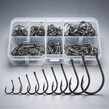 Avlcoaky 260pcs/Set Fishing Hook Sets Freshwater Saltwater Fishing Tackle Set Worm Soft Bait Jig Fishhooks - Black - View 2