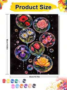 Colorful Bubble Flower DIY Number Painting Hand-Painted Canvas Craft Set, Modern Home Wall Decor, Holiday Gift, Abstract Floral Art Painting, Suitable For Beginners, Creative Living Room Bedroom Office Decoration - Sets - View 10