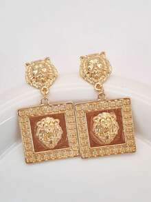 1 Pair Sexy Exaggerated Elegant Eye-Catching Gold Metal Earrings, Flower, Irregular Shape, Lion Stud, Heart, Faux Pearl Earrings With Multiple Styles To Choose From, Suitable For Year-Round Daily Wear, Vacation, Graduation Season, Best Friend, Friend, Holiday Gift, Beach Vacation, Seaside Party, Gathering, Dinner And Other Multiple Occasions - Gold - View 3