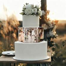 1pc Transparent Acrylic Hexagon Cake Separator DIY Photo Frame Cake Layer Display Stand For Wedding Anniversary Bridal Shower Party Decoration - View 2