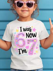 Camiseta Creativa y Dulce para Niñas WML con Estampado de Dibujos Animados del Número 67 - Azul - Ver 9