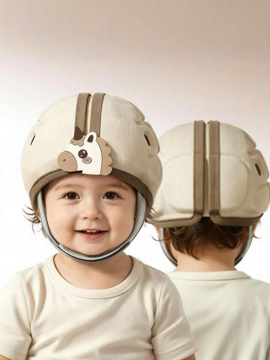 1件裝卡通防撞帽，適合18個月至2歲嬰兒（下單前請確認尺寸），新生兒用品戶外防護帽，嬰兒必需品，幼兒用品，EVA材質，可調節頭圍，適合不同年齡層嬰兒，四季適用