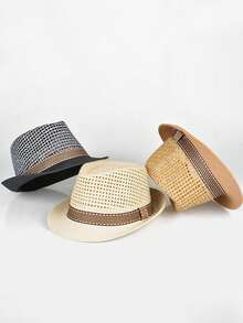 Men's Straw Hat, Summer Breathable Woven Hat, Multi-Functional Sun Protection, British Fashion Jazz Hat, British Gentleman Knight Hat - Straw Hat - View 12