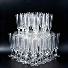 20/10 Pcs Reusable Transparent Champagne Glasses, Long Stem, Wedding Party Cocktail Glasses Suitable For Drinks, Valentine's Day Gift, Suitable For Birthday, Wedding, Valentine's Day, Mother's Day, Party, Outdoor, Camping (Champagne Glasses, Wedding Glasses, Toasting Glasses, Party Glasses, Beverage Glasses, Grape Juice Glasses, Birthday Glasses) - View 2