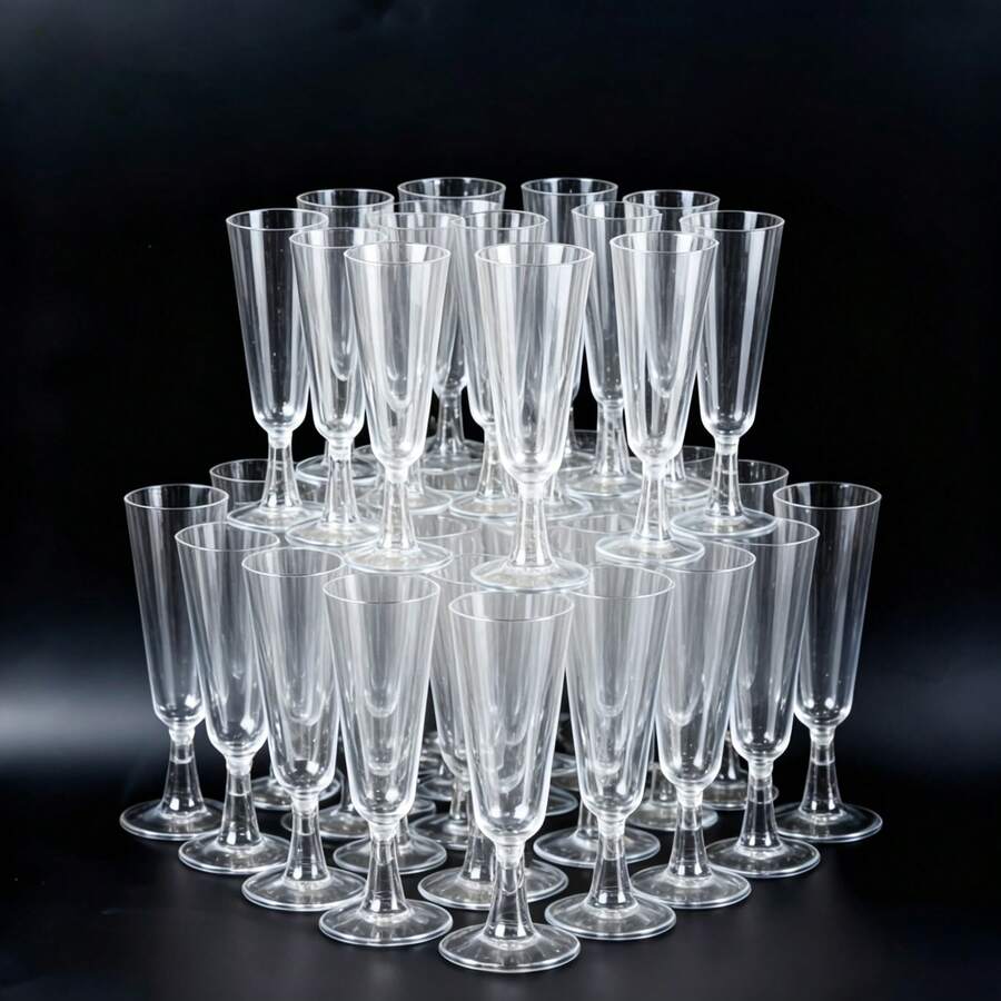 20/10 Pcs Reusable Transparent Champagne Glasses, Long Stem, Wedding Party Cocktail Glasses Suitable For Drinks, Valentine's Day Gift, Suitable For Birthday, Wedding, Valentine's Day, Mother's Day, Party, Outdoor, Camping (Champagne Glasses, Wedding Glasses, Toasting Glasses, Party Glasses, Beverage Glasses, Grape Juice Glasses, Birthday Glasses)