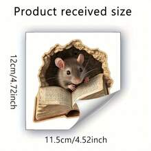 1pc Whimsical Reading Mouse Hole Wall Decal - Easy DIY, Matte PVC, Living Room And Entryway Decor Animal Print, Self-Adhesive And Removable, Whimsical Decoration - 1PC - View 7
