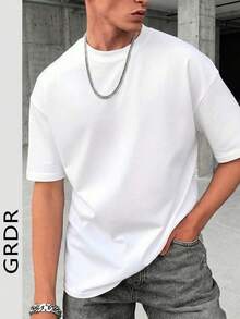 Men's Fashionable Loose Fit Short Sleeve T-Shirt GRDR | Exquisite Design | Summer Essential | Easy To Match | Show Off Your Style - 白色 - 查看 1