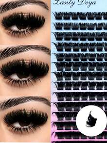 14 Filas de Racimos de Pestañas Postizas Segmentadas 160D, Gran Capacidad 168 Racimos Rizo DD Grueso y Voluminoso 10-18mm, Extensiones de Pestañas DIY para Principiantes, Adecuado para Uso Doméstico, Estilo Versátil para Desplazamientos y Fiestas - DD - Ver 6
