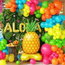 1 pieza Globo de papel de aluminio con forma de piña con base, 154 cm de altura, globo inflable reforzado a prueba de explosiones, estilo de vacaciones tropicales frescas con fondo naranja-amarillo y textura de cuadrícula realista y diseño de corona de hojas verde esmeralda, forma 3D de pie para colocación directa, globo de decoración de escena, adecuado para fiesta con tema de playa, fiesta de verano al aire libre, decoración de ambiente de banquete estilo isla - A - Ver 8