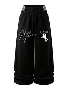 Men's Double Waistband Straight Leg Casual Fashion Pants, Summer Outdoor Hiking Minimalist Long Trousers - Black - View 2