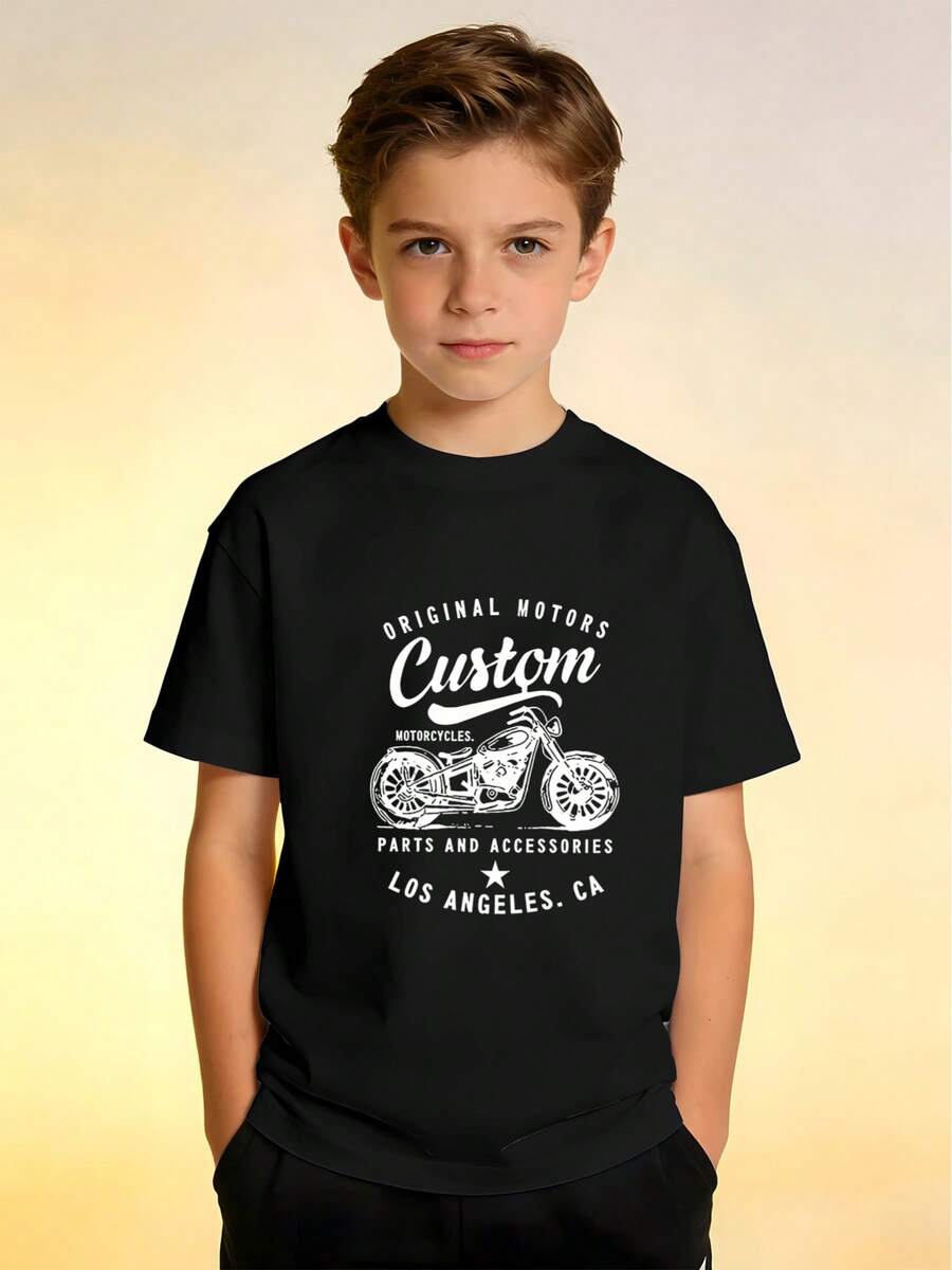 1 Piece Of Modern Children's Clothing For Boys, Suitable For Toddlers, Medium And Large Children, Comfortable And Unique Short-Sleeved T-Shirt. - 黑色 - 查看 1