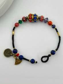 1pc Bohemian Vintage Court Handmade DIY Colorful Beaded Woven Bracelet, Multiple Styles Available, Fashionable Unique Exquisite Bracelet, Each Bead's Position Color Pattern Size Randomly Made, Suitable For All-Year Daily Wear, Beach Vacation, Graduation Season, Best Friend, Holiday Gift - Multicolor - View 7