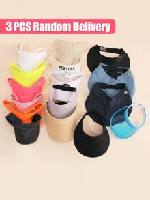 3pcs Random Assorted Open Top Sun Hats, Outdoor Sun Protection Wide Brim Sun Hats For Men And Women - Random - View 6